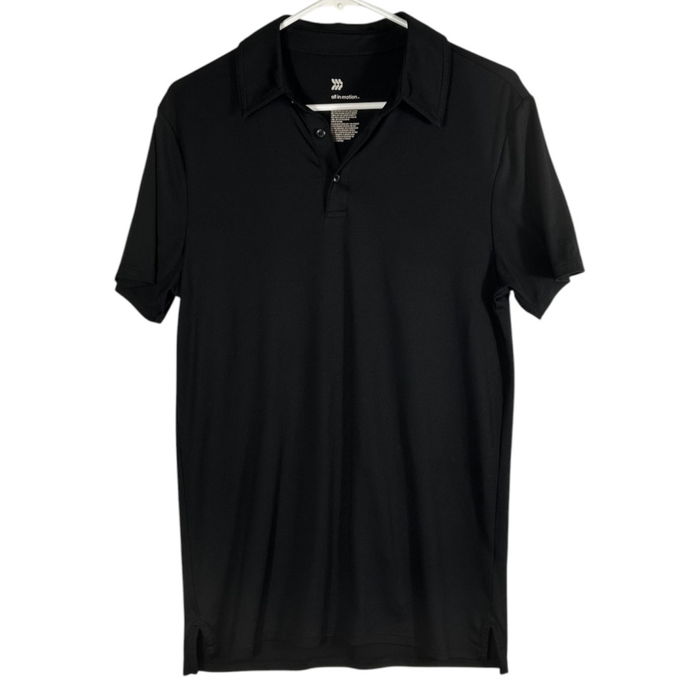All in Motion Mens Small Black Short Sleeve Performance Polo Shirt RN17730